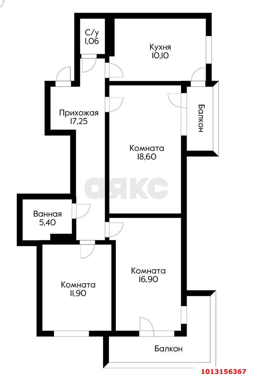 Фото №7: 3-комнатная квартира 78 м² - Новая Адыгея, жилой комплекс Мега, ул. Бжегокайская, 90/5к5