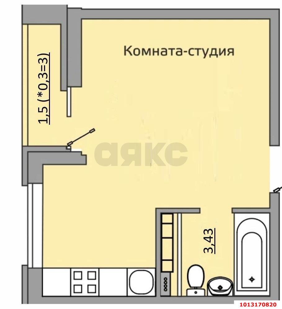 Фото №5: Студия 26 м² - Краснодар, Славянский, ул. Заполярная, 39лит10