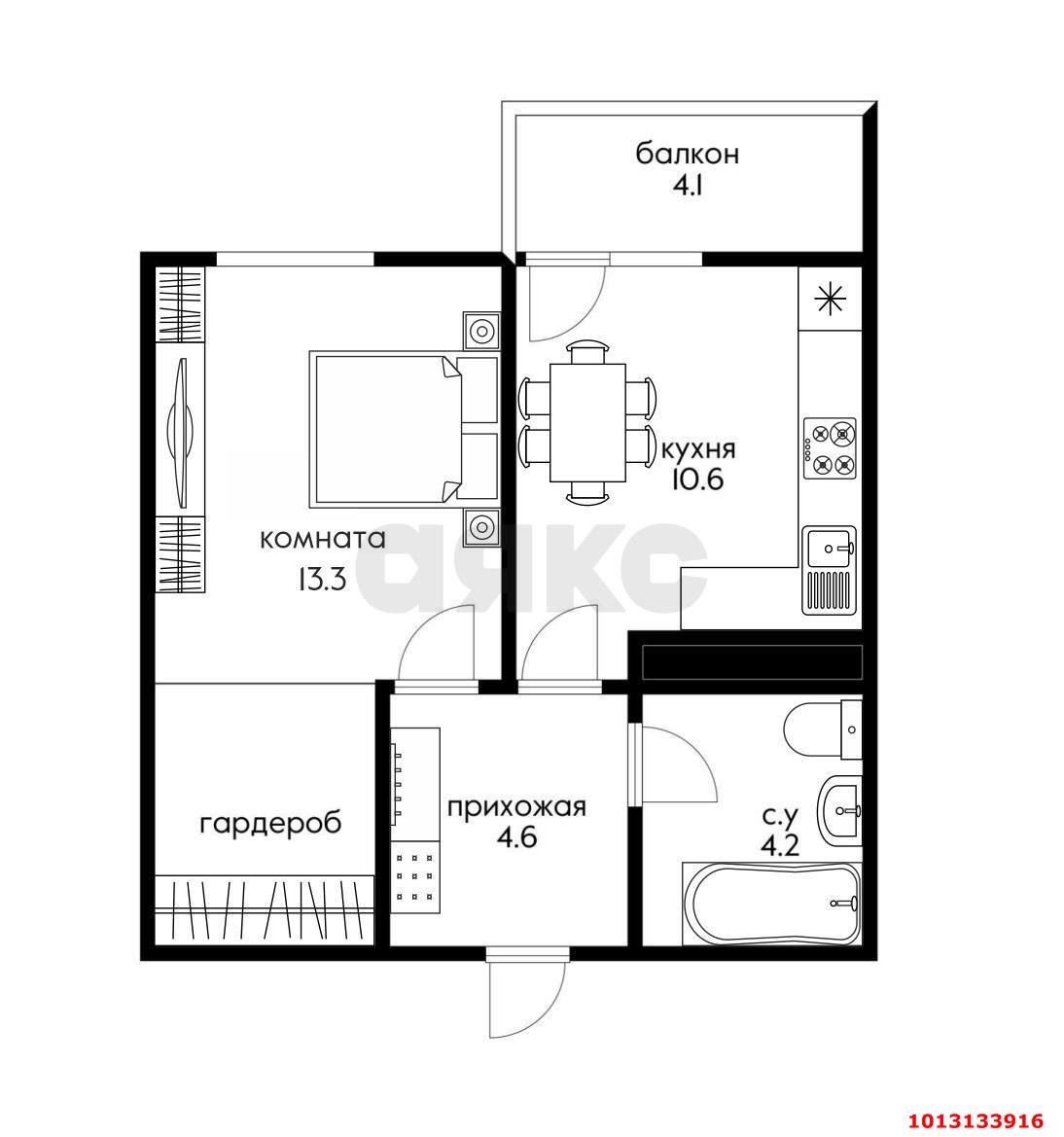 Фото №9: 1-комнатная квартира 38&nbsp;м², 11/22&nbsp;эт. - Краснодар, Прикубанский внутригородской округ, мкр. жилой комплекс Отражение, ул. Конгрессная, 41к1