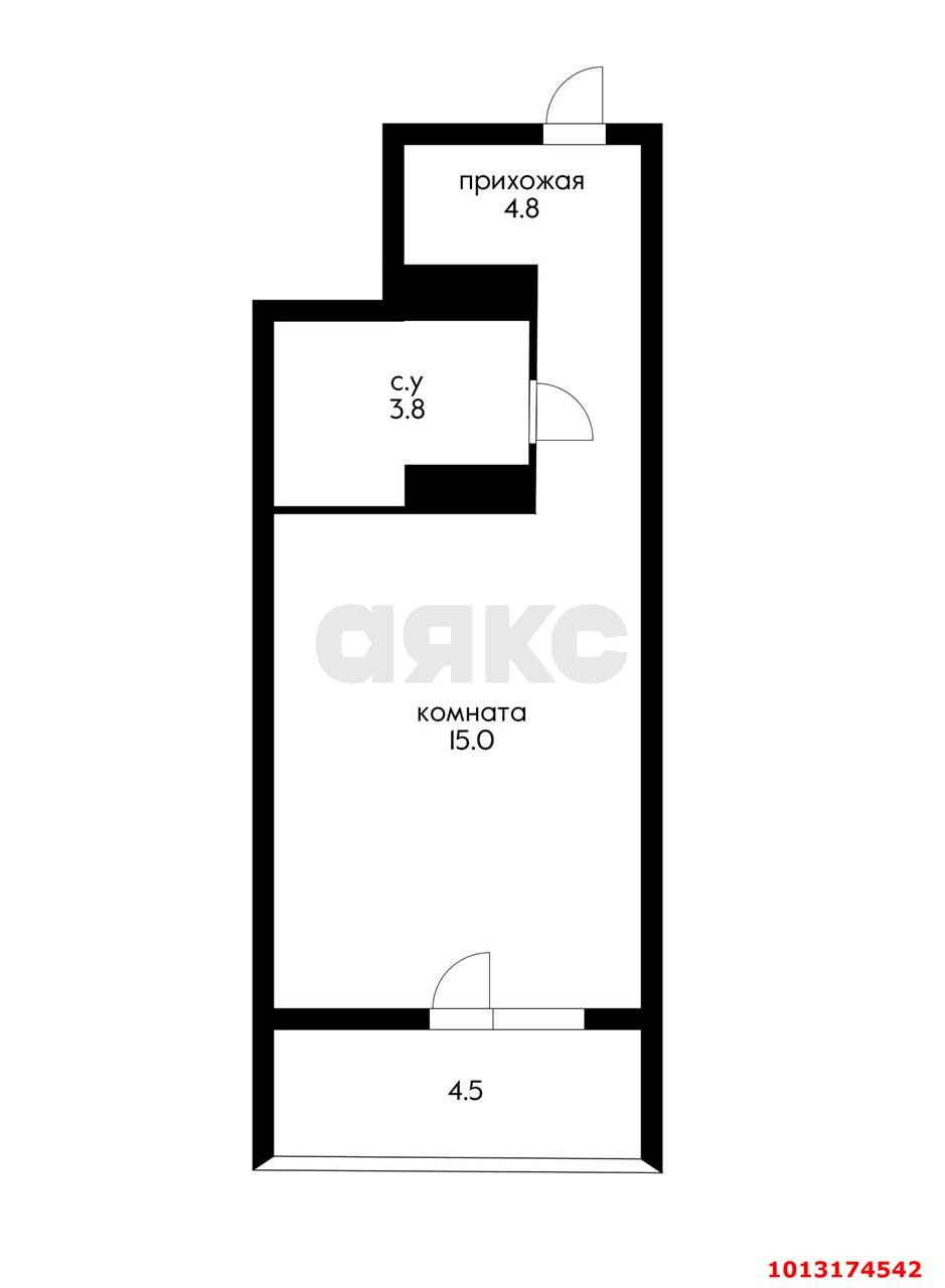 Фото №7: Студия 28 м² - Краснодар, Гидростроителей, ул. Снесарева, 10к2