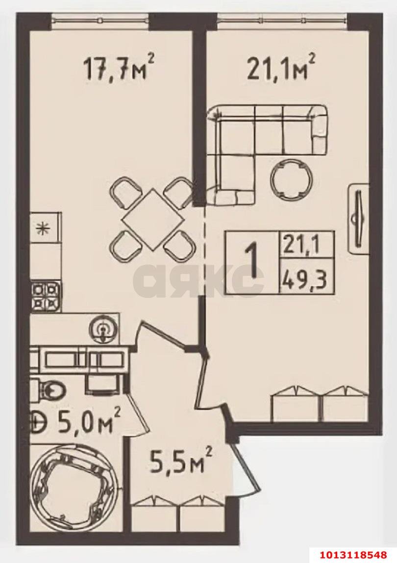 Фото №8: 2-комнатная квартира 49 м² - Новая Адыгея, жилой комплекс Мега-Победа 2, ул. Песочная, 1к3