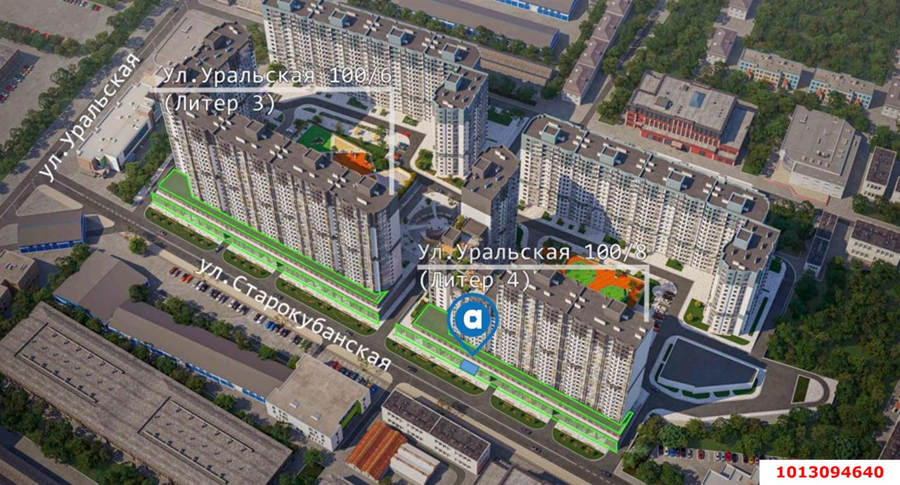 Фото №3: Торговое помещение 68&nbsp;м², 1/24&nbsp;эт. - Краснодар, Карасунский внутригородской округ, Хлопчато-бумажный Комбинат, мкр. жилой комплекс Режиссёр, ул. Уральская, 100/6