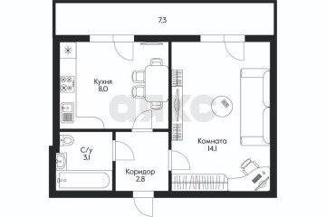 Фото №2: 1-комнатная квартира 36 м² - Новая Адыгея, ул. Красная, 90