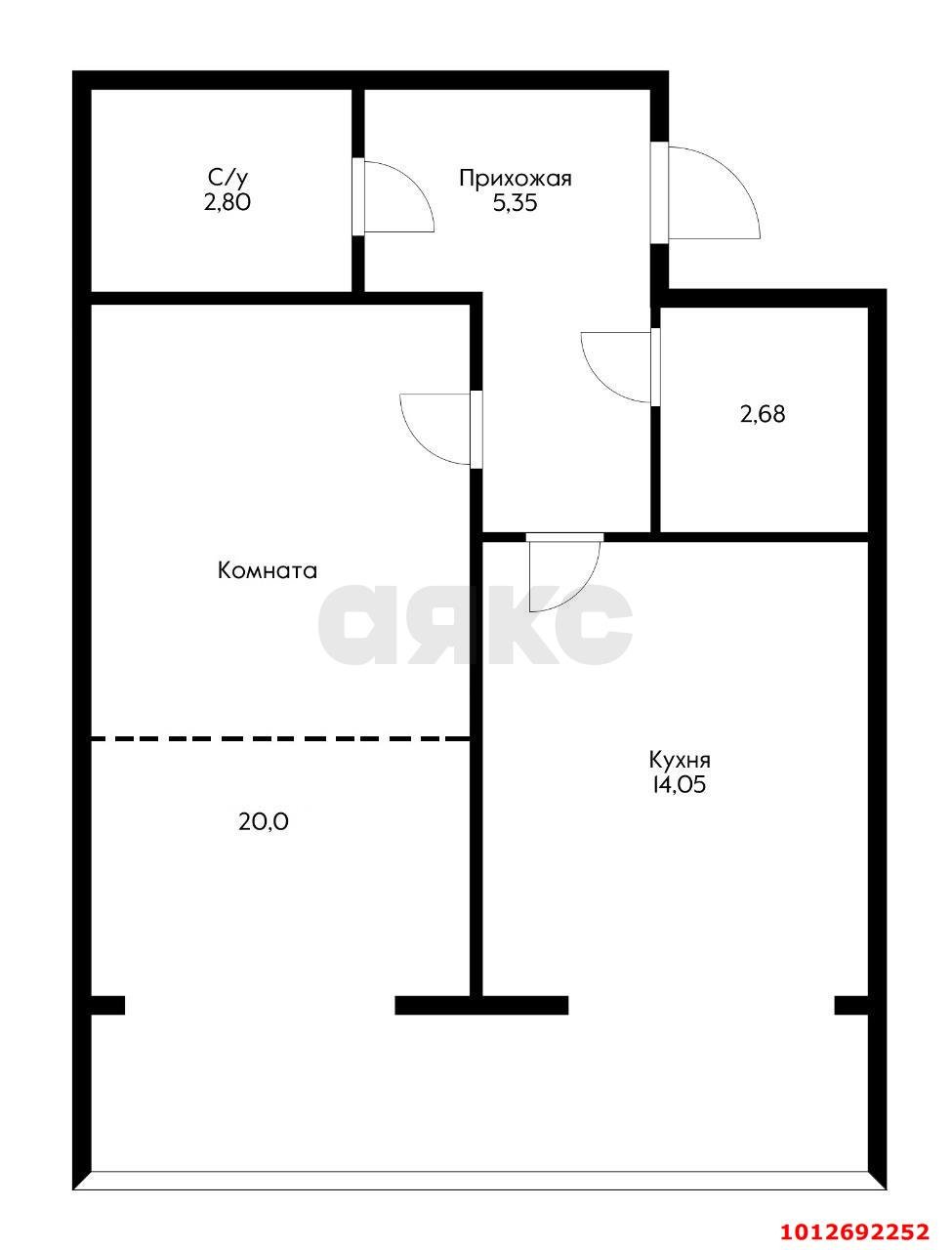 Фото №8: 1-комнатная квартира 43 м² - Краснодар, Музыкальный, ул. имени Мусоргского М.П., 1