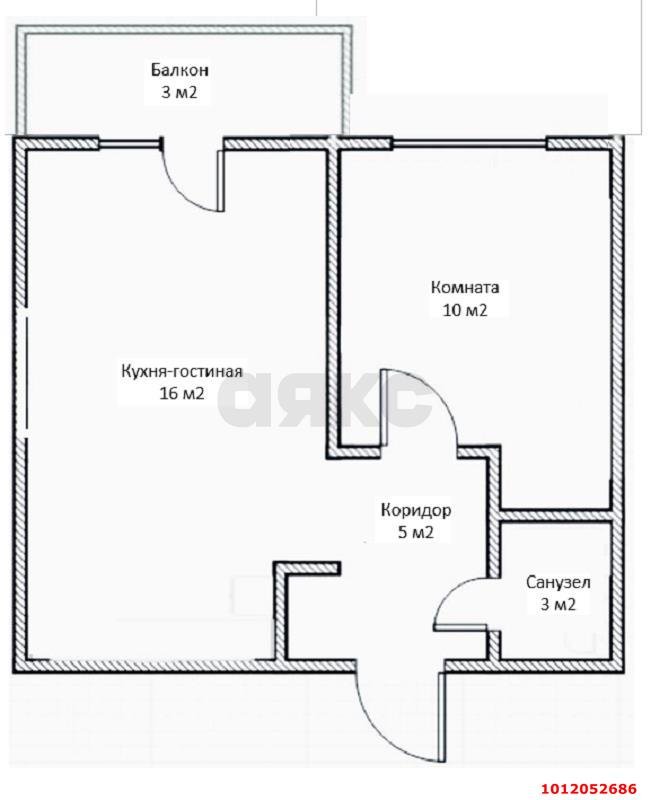 Фото №3: 1-комнатная квартира 37 м² - Новая Адыгея, жилой комплекс Дарград, ул. Тургеневское шоссе, 33/1к6