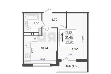 Фото №4: 1-комнатная квартира 31 м² - Краснодар, мкр. Карасунский внутригородской округ, ул. Владимира Жириновского, 1к2