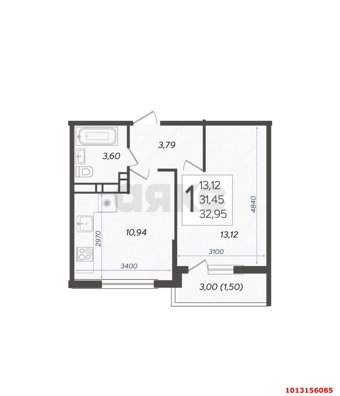 Фото №4: 1-комнатная квартира 34 м² - Краснодар, Карасунский внутригородской округ, ул. Владимира Жириновского, 1к2