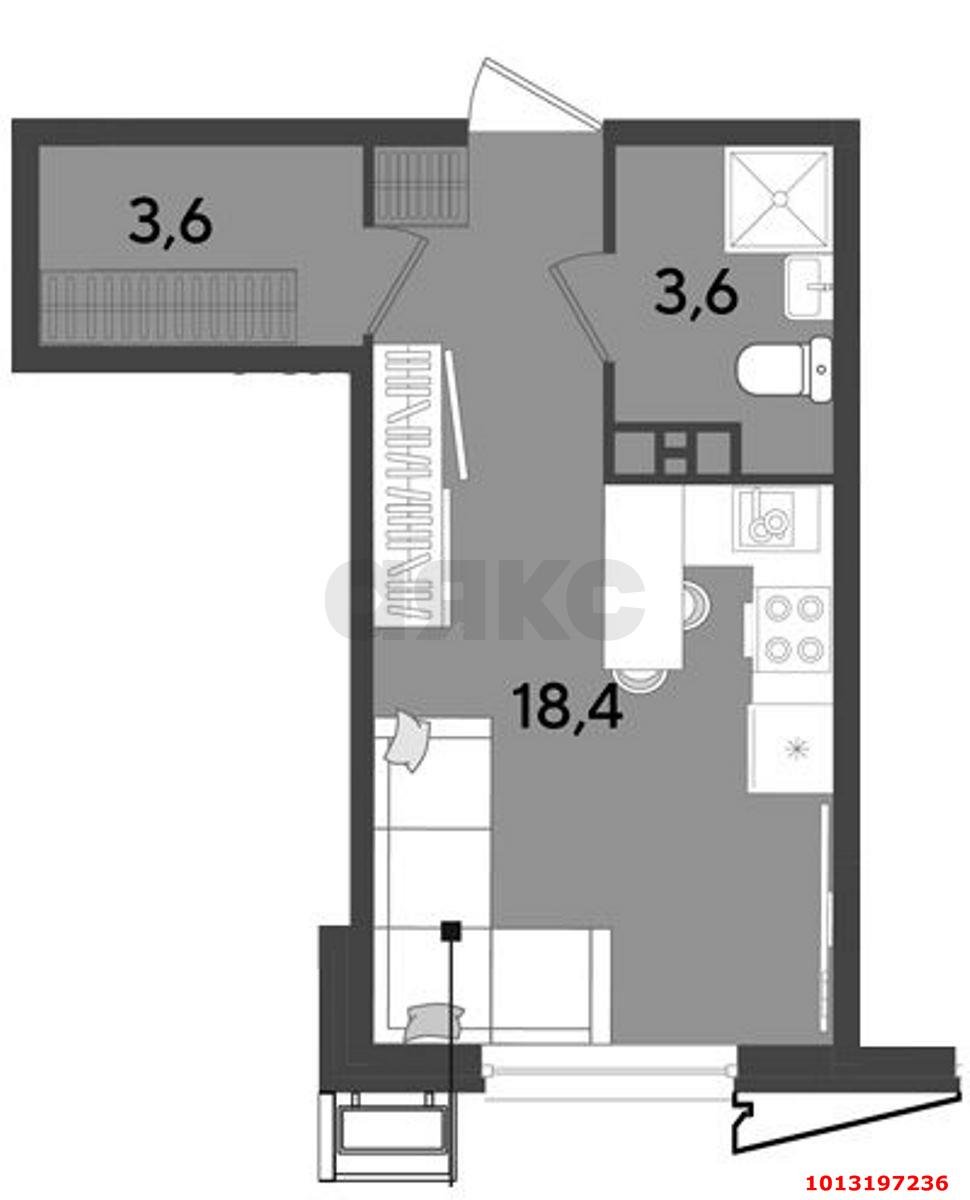 Фото №2: Студия 25 м² - Краснодар, Парк Победы, 