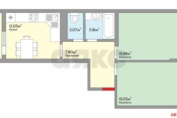 Фото №4: 2-комнатная квартира 58 м² - Краснодар, мкр. жилой комплекс Сограт, ул. Красных Партизан, 4/15