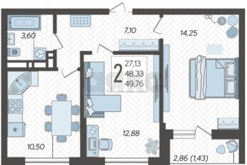 Фото №2: 2-комнатная квартира 50 м² - Краснодар, мкр. Карасунский внутригородской округ, ул. Владимира Жириновского, 1к7