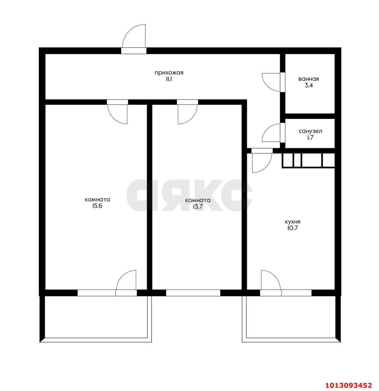 Фото №15: 2-комнатная квартира 56 м² - Краснодар, жилой комплекс Абрикосово, ул. имени Героя Георгия Бочарникова, 4