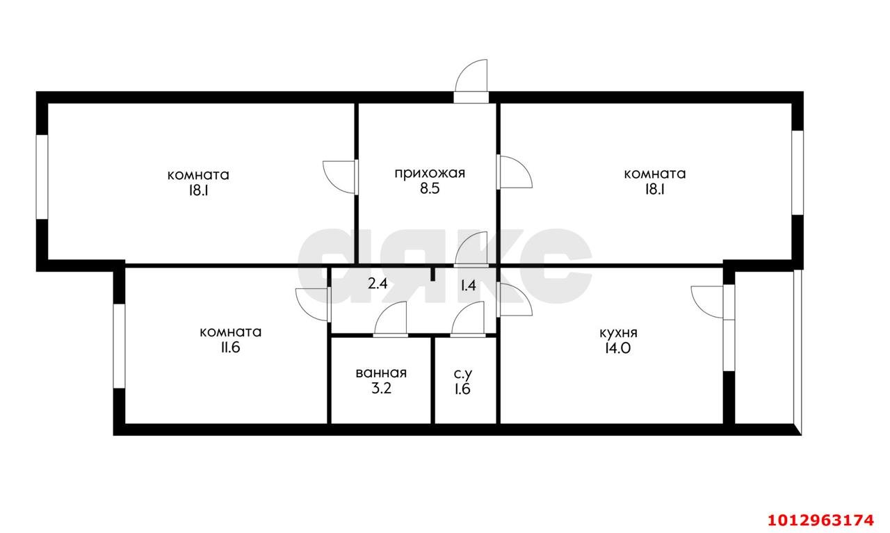 Фото №14: 3-комнатная квартира 82 м² - Краснодар, Краевая Клиническая Больница, ул. Восточно-Кругликовская, 67