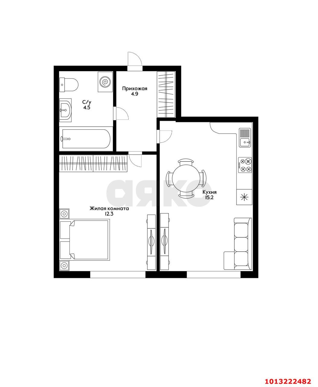 Фото №9: 1-комнатная квартира 37 м² - Краснодар, Парк Победы, 