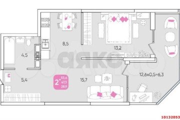 Фото №3: 2-комнатная квартира 58 м² - Краснодар, п. Калинино, ул. Батуринская, 5