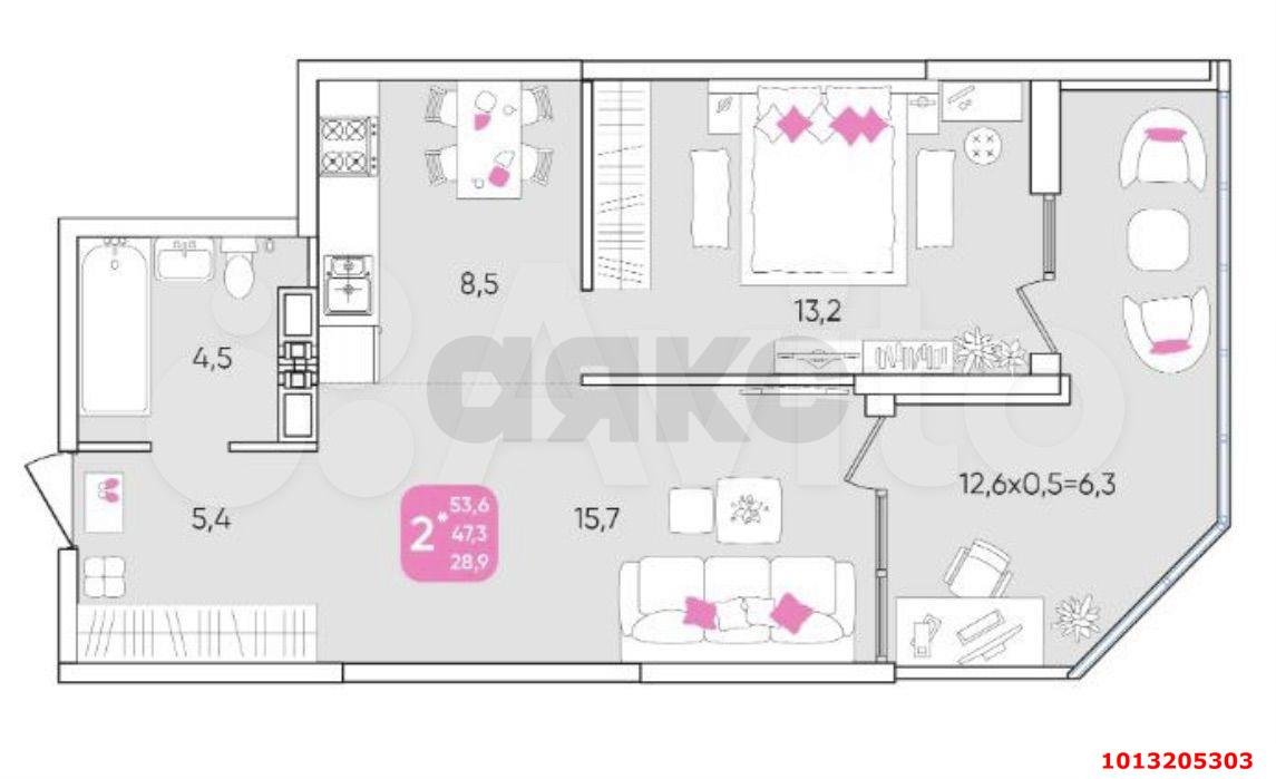 Фото №3: 2-комнатная квартира 58 м² - Краснодар, Калинино, ул. Батуринская, 5