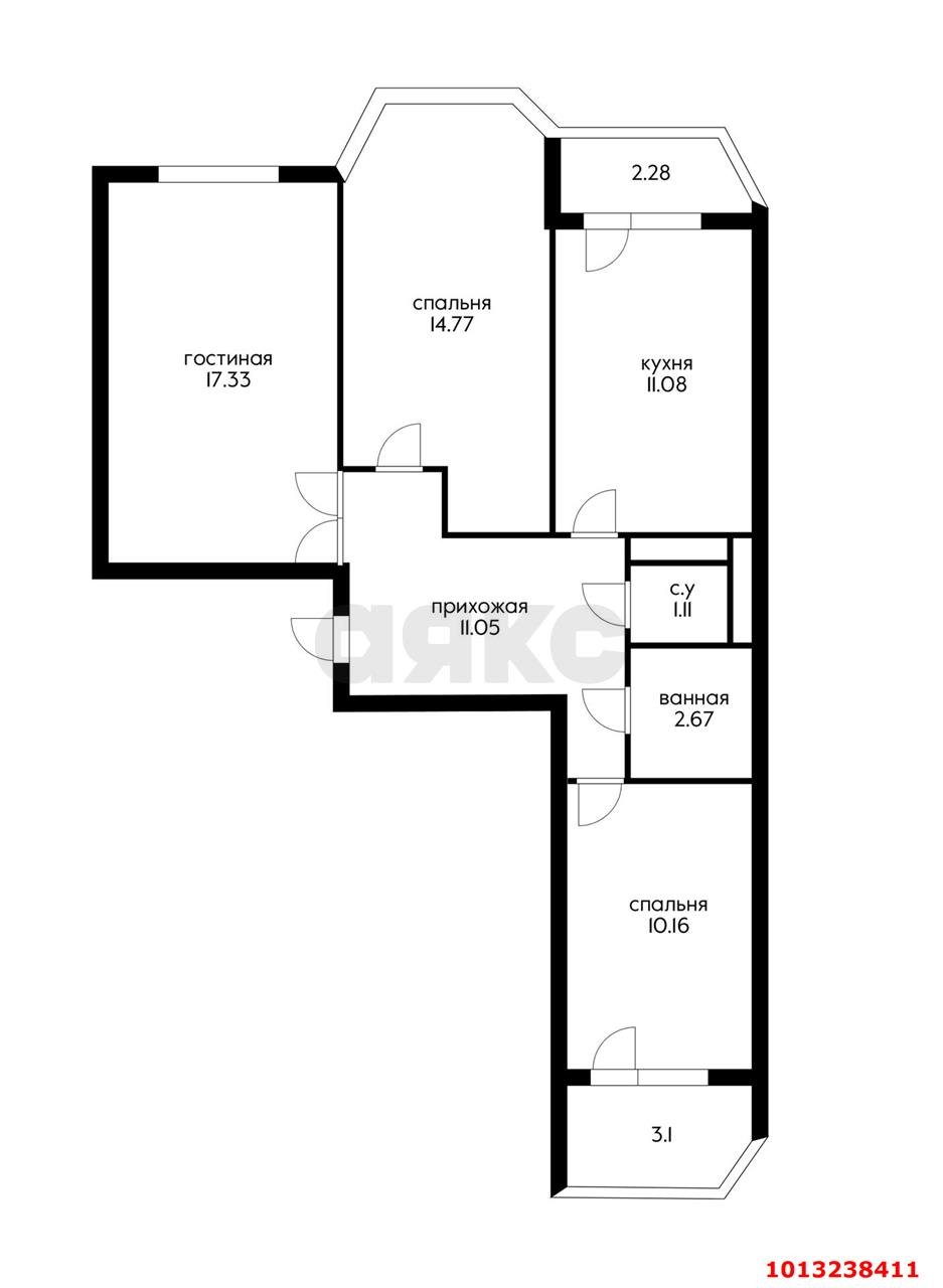 Фото №11: 3-комнатная квартира 75 м² - Краснодар, жилой комплекс Москва, ул. Российская, 79/3к2