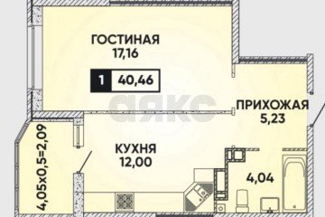 Фото №2: 1-комнатная квартира 42 м² - Краснодар, мкр. 7-й квартал, ул. имени Героя Николая Шевелёва, 17