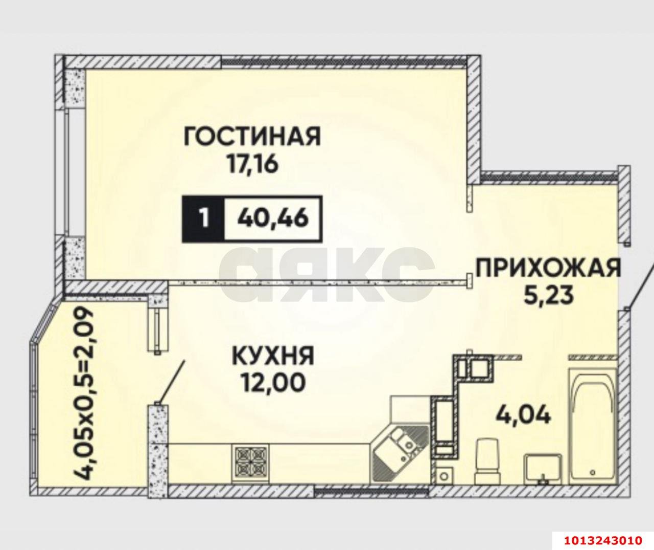 Фото №2: 1-комнатная квартира 42 м² - Краснодар, 7-й квартал, ул. имени Героя Николая Шевелёва, 17