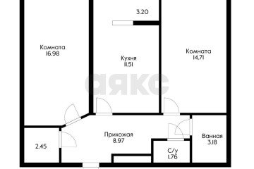 Фото №2: 2-комнатная квартира 59 м² - Краснодар, мкр. Завод Измерительных Приборов, ул. Зиповская, 38