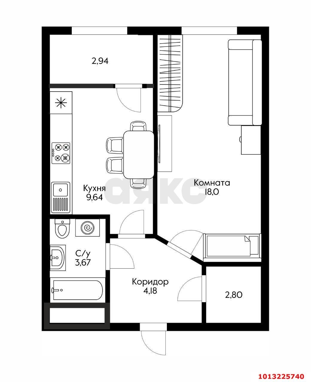 Фото №6: 1-комнатная квартира 40 м² - Краснодар, Завод Измерительных Приборов, ул. Зиповская, 34к1