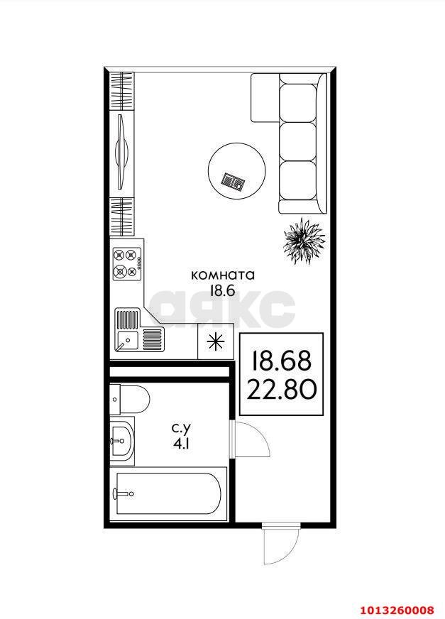 Фото №6: Студия 23 м² - Краснодар, Черёмушки, ул. Обрывная, 132/1