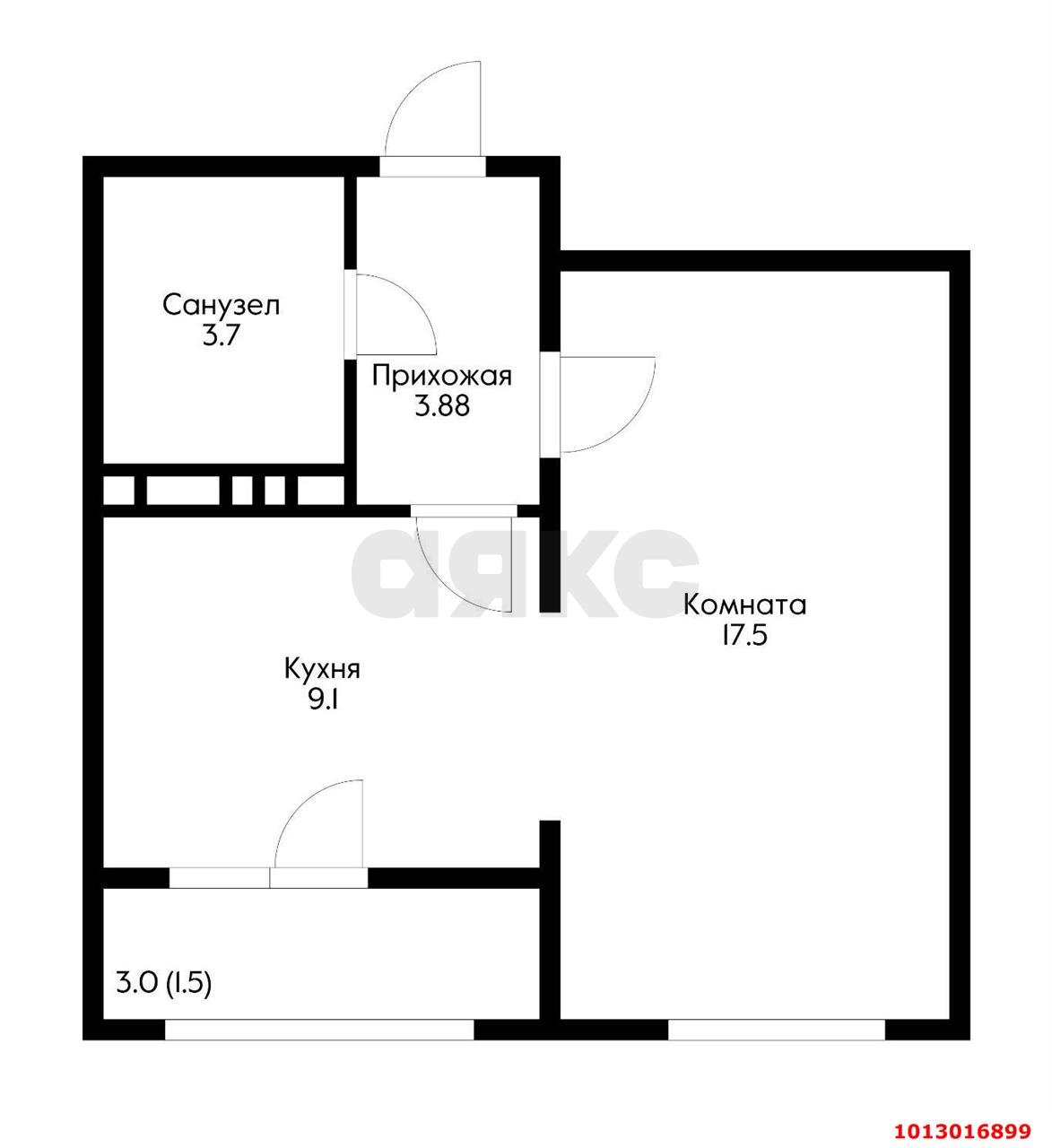 Фото №3: 1-комнатная квартира 34 м² - Краснодар, жилой комплекс Лиговский, ул. Героя Хабибуллина, 13