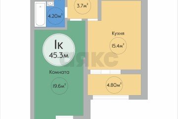 Фото №5: 1-комнатная квартира 42 м² - Краснодар, мкр. Школьный, ул. Школьная, 1