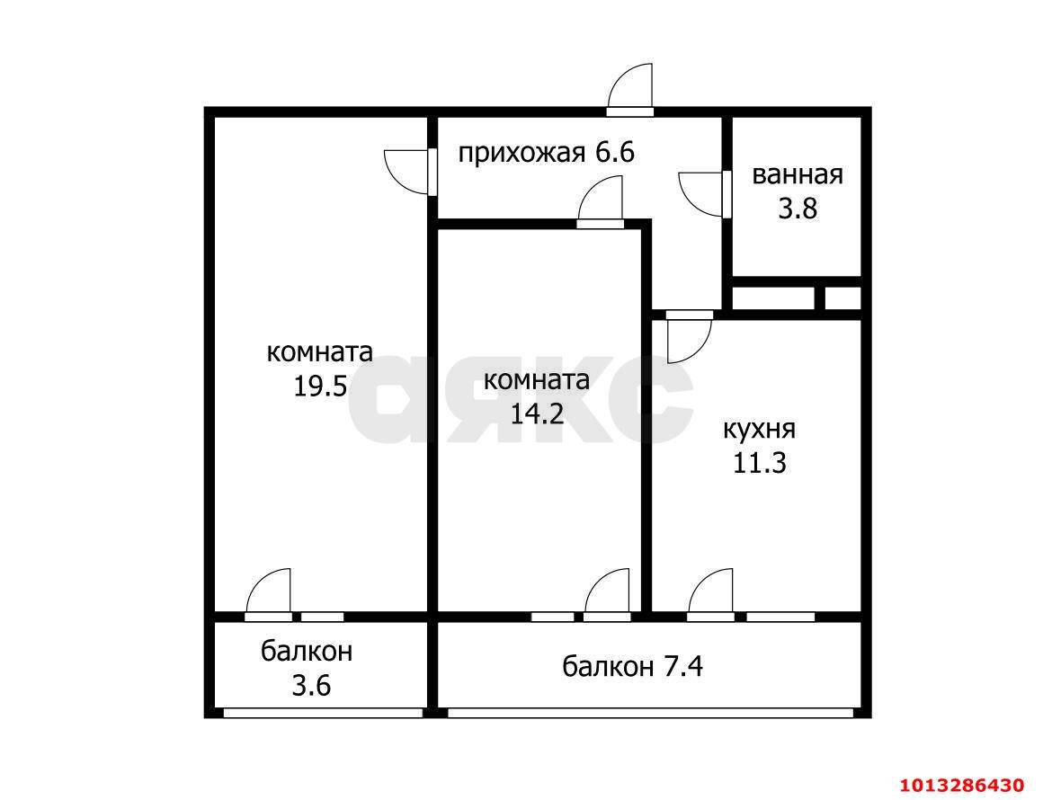 Фото №6: 2-комнатная квартира 60 м² - Краснодар, жилой комплекс Абрикосово, ул. имени Героя Георгия Бочарникова, 4