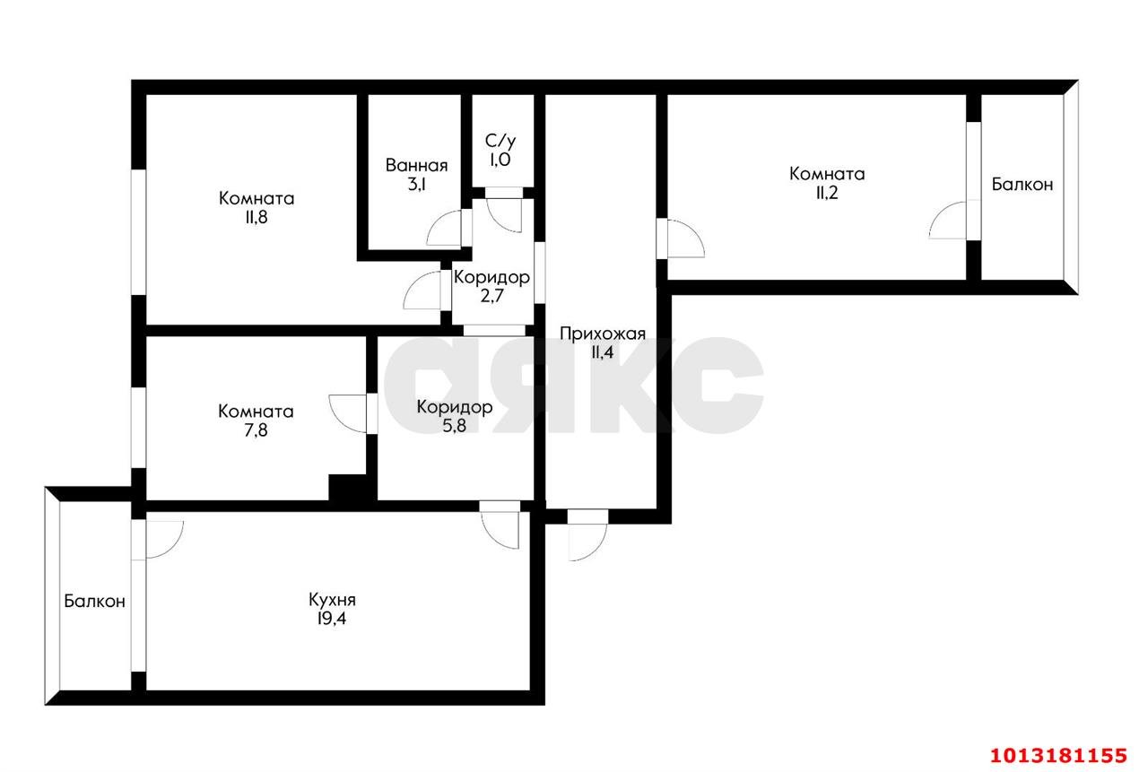 Фото №16: 3-комнатная квартира 74 м² - Краснодар, Краевая Клиническая Больница, ул. Черкасская, 43