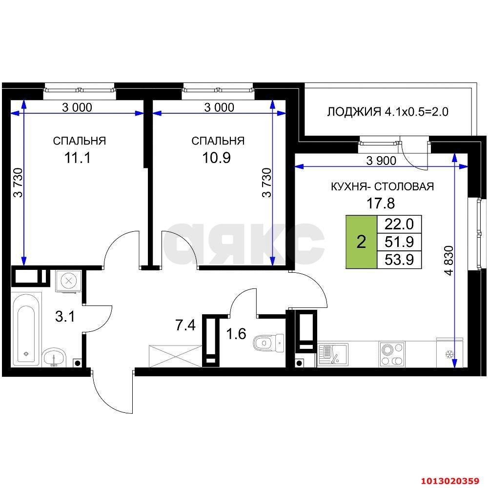 Фото №11: 2-комнатная квартира 55 м² - Краснодар, жилой комплекс Ракурс, ул. имени Героя Ростовского, 8