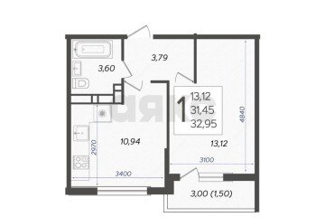 Фото №5: 1-комнатная квартира 33 м² - Краснодар, мкр. Карасунский внутригородской округ, ул. Владимира Жириновского, 1к2