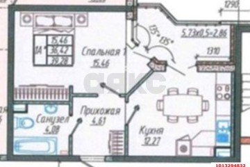 Фото №4: 1-комнатная квартира 36 м² - Краснодар, мкр. жилой комплекс Облака, ул. имени Генерала Корнилова, 9к2