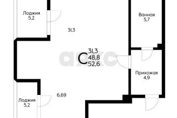 Фото №3: 2-комнатная квартира 48 м² - Краснодар, мкр. жилой комплекс Самолёт, ул. Западный Обход, 39/2к5