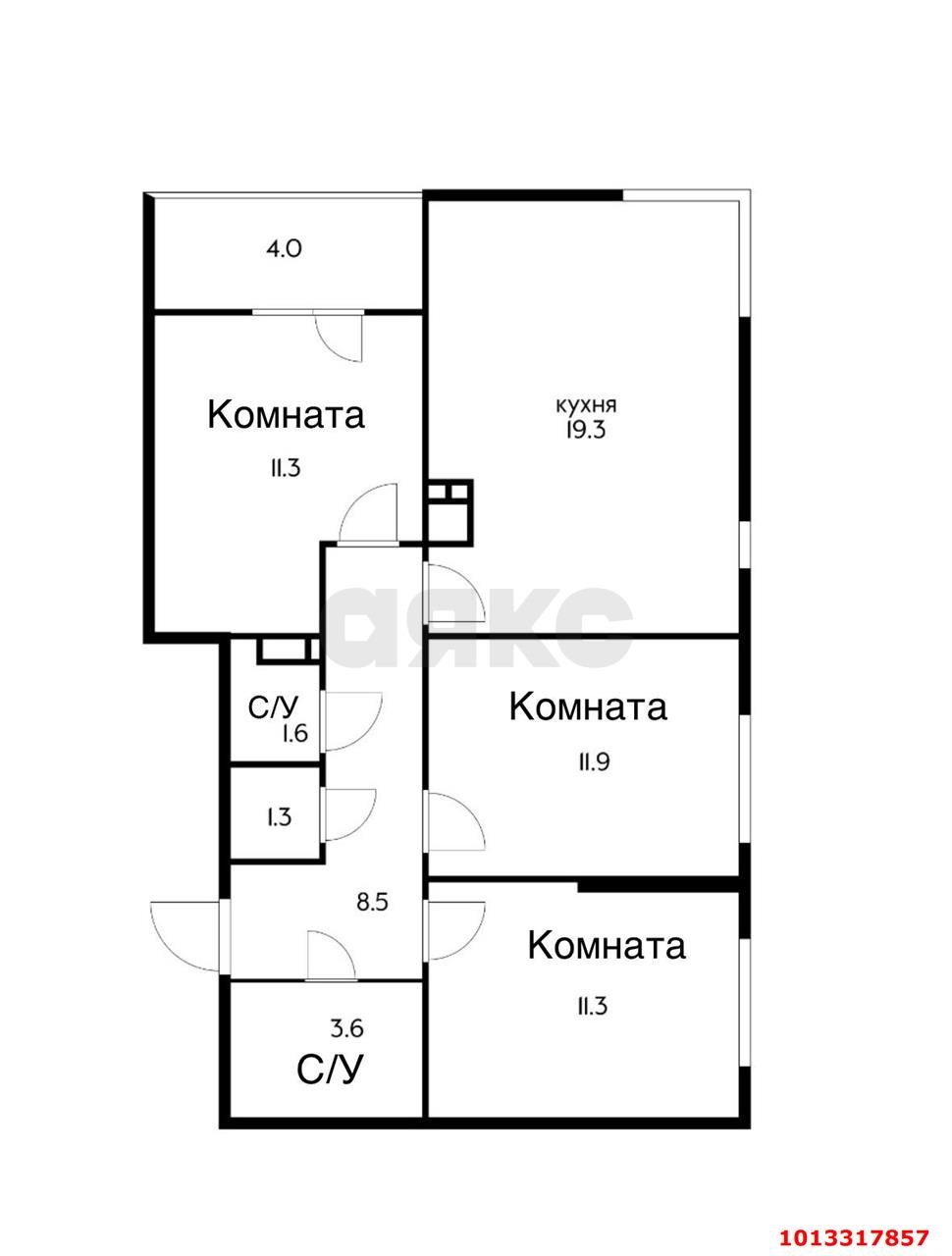 Фото №4: 3-комнатная квартира 72 м² - Краснодар, жилой комплекс Самолёт-4, ул. Ивана Беличенко, 95к1