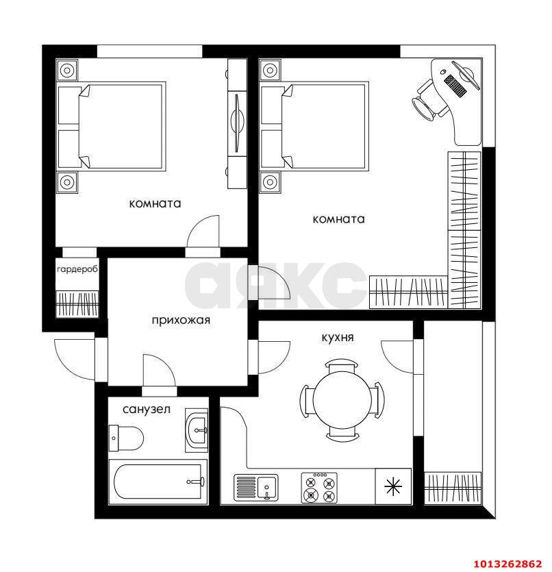 Фото №4: 2-комнатная квартира 52 м² - Краснодар, жилой комплекс Самолёт-4, ул. Ивана Беличенко, 95к1