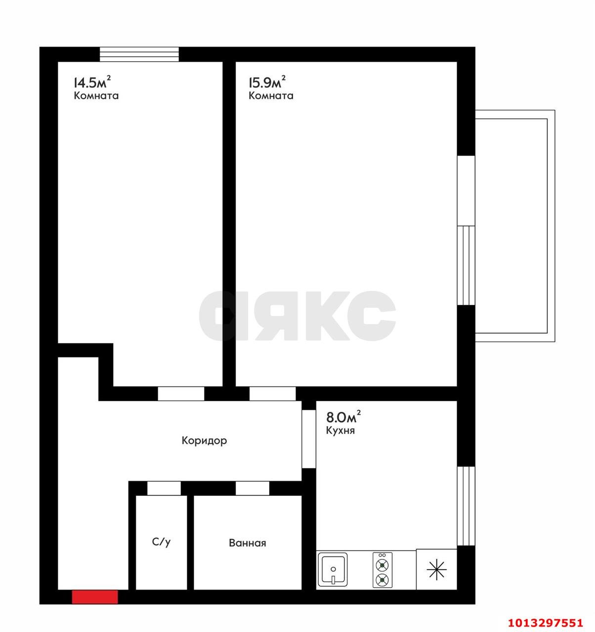 Фото №3: 2-комнатная квартира 46 м² - Краснодар, Центральный, ул. Хакурате, 10к2