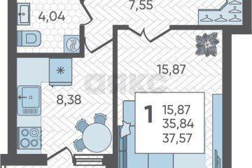 Фото №2: 1-комнатная квартира 37 м² - Краснодар, мкр. Догма Парк, 