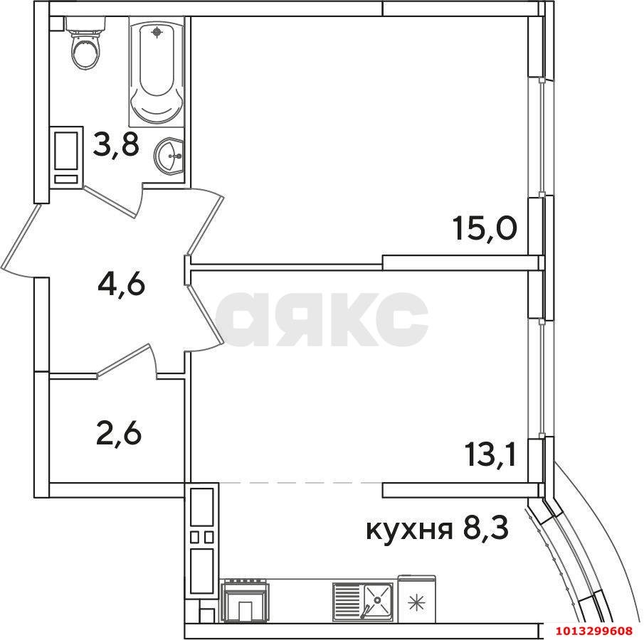 Фото №2: 2-комнатная квартира 47 м² - Краснодар, жилой комплекс Самолёт-2, ул. Западный Обход, 57