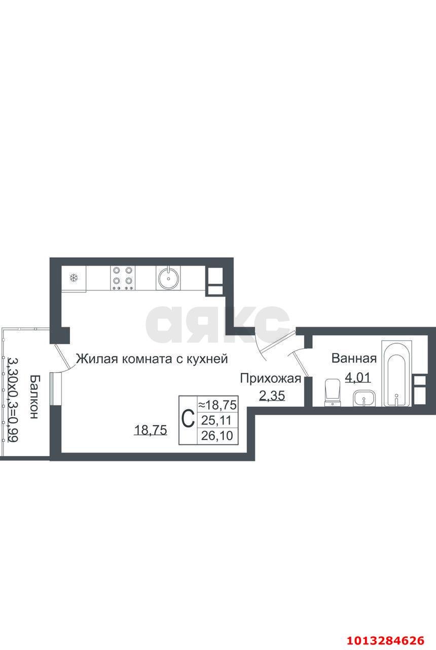 Фото №20: Студия 25 м² - Краснодар, жилой комплекс Европа-Сити, ул. Карпатская, 5