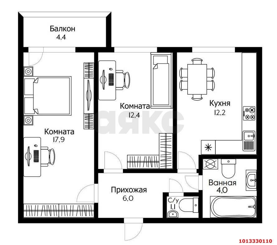 Фото №13: 2-комнатная квартира 56 м² - Краснодар, Камвольно-суконный Комбинат, ул. Магистральная, 11