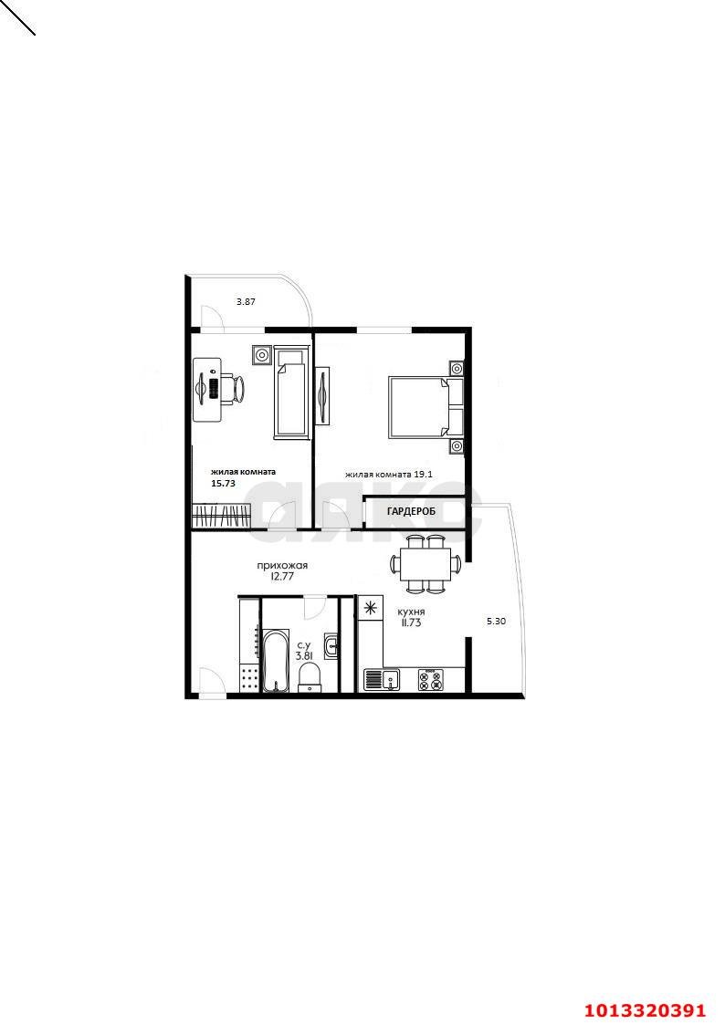 Фото №34: 2-комнатная квартира 72 м² - Краснодар, жилой комплекс Цветы, ул. Круговая, 4Вк5