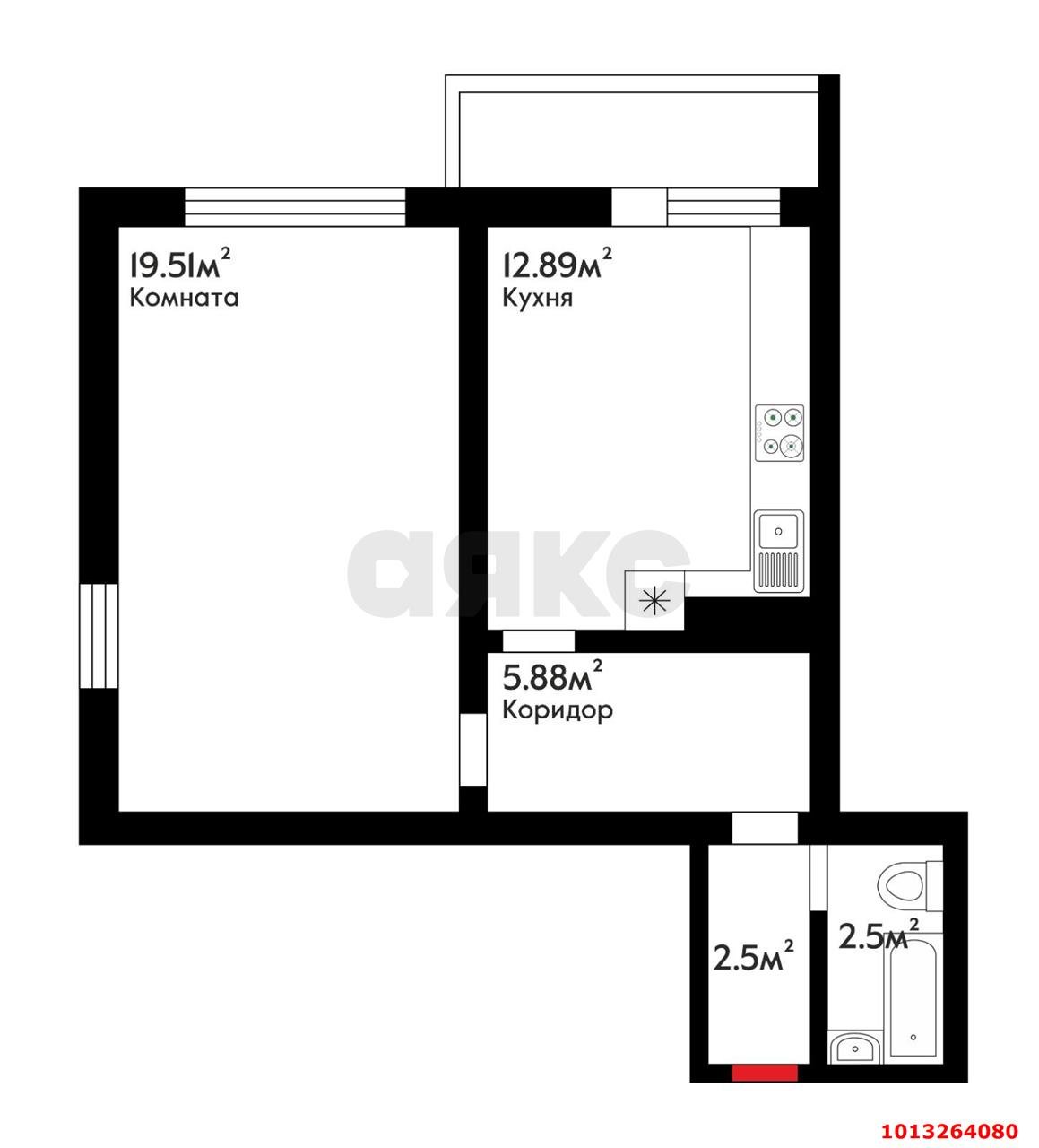 Фото №14: 1-комнатная квартира 48 м² - Краснодар, Юбилейный, ул. Думенко, 33