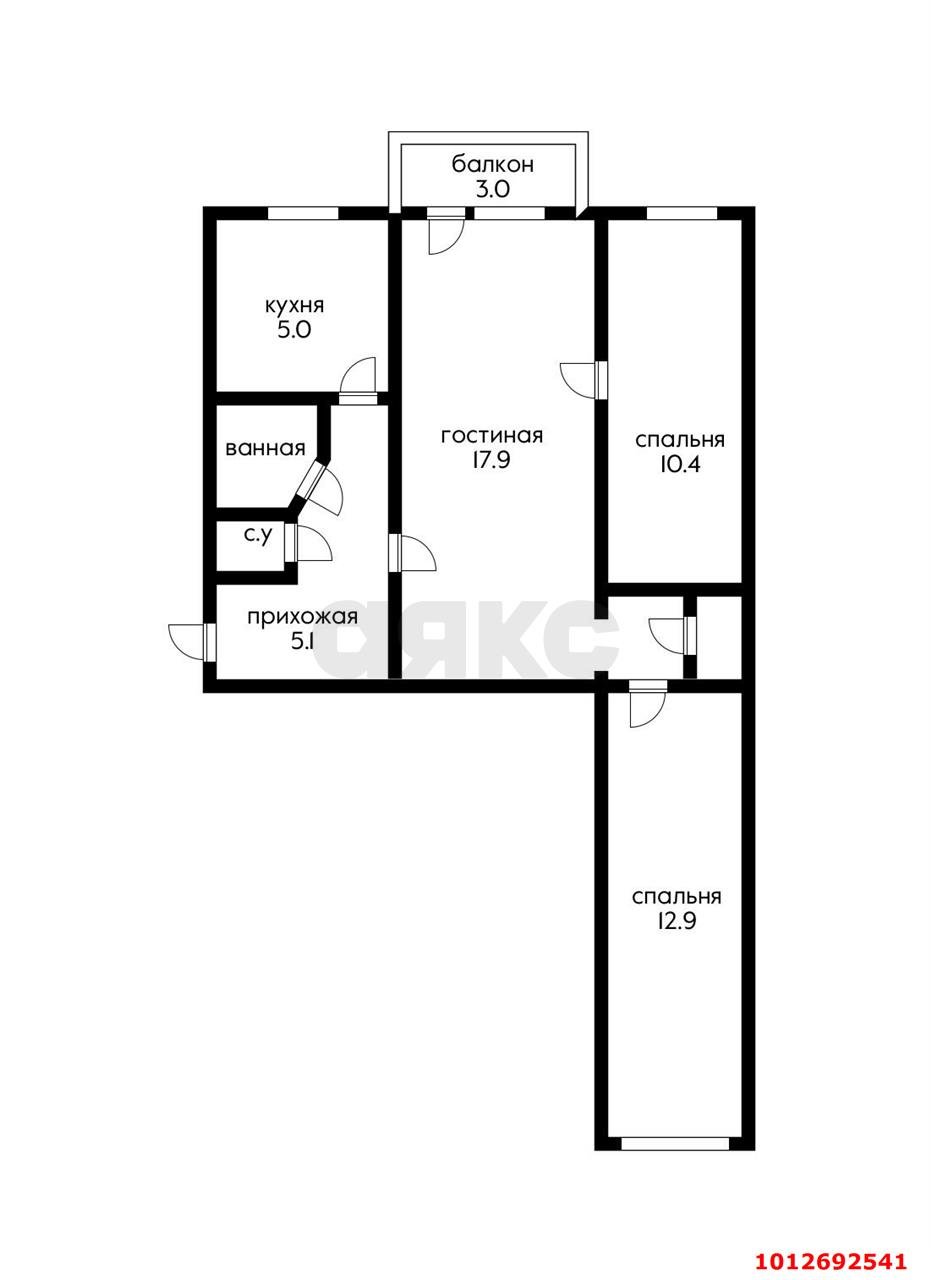 Фото №5: 3-комнатная квартира 61 м² - Краснодар, Западный внутригородской округ, ул. Красных Партизан, 232