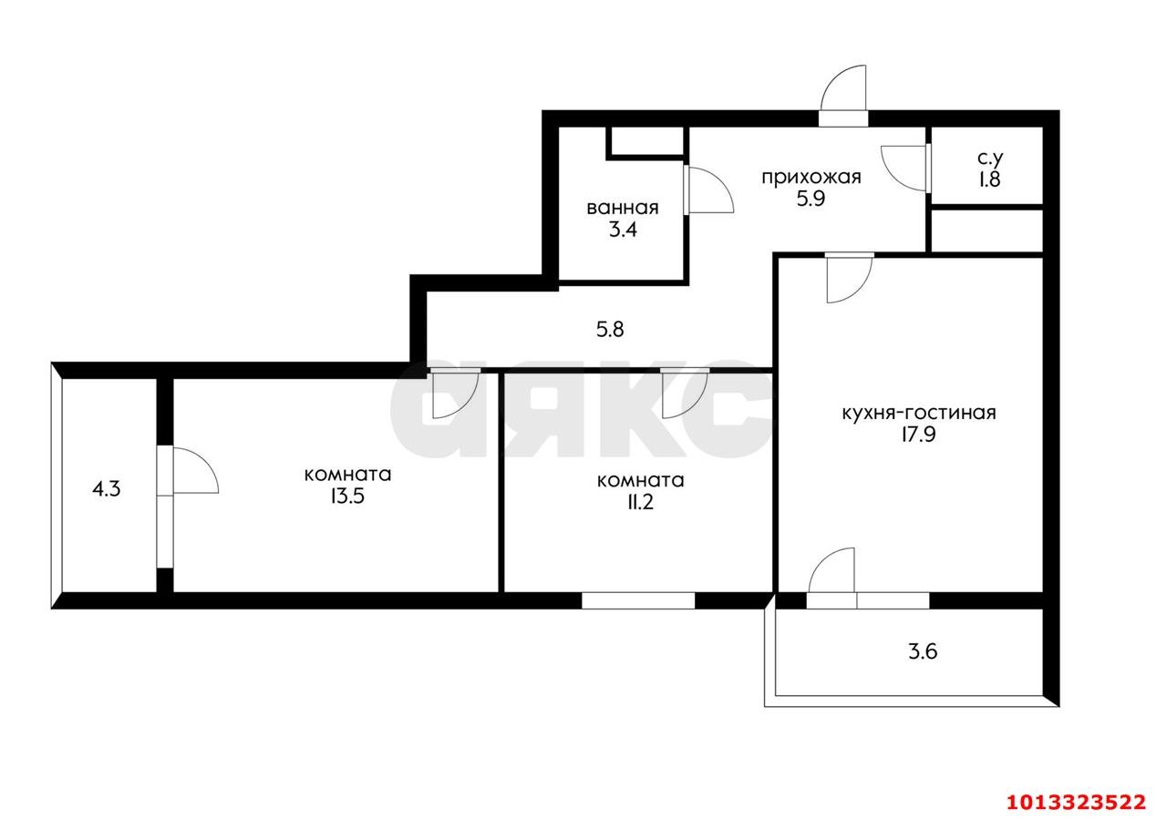 Фото №11: 3-комнатная квартира 61 м² - Краснодар, жилой комплекс Свобода, ул. Домбайская, 55к1