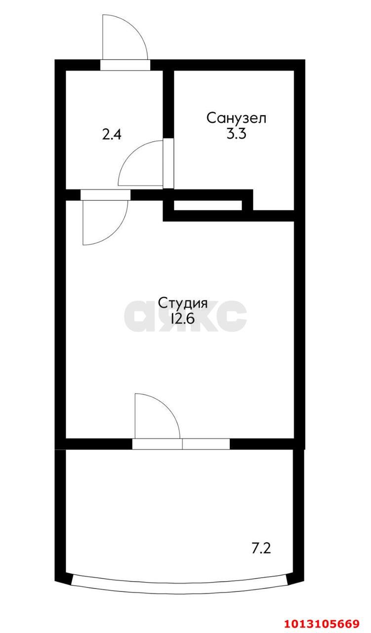 Фото №4: Студия 24 м² - Краснодар, жилой комплекс Самолёт-4, ул. Константина Гондаря, 103к1