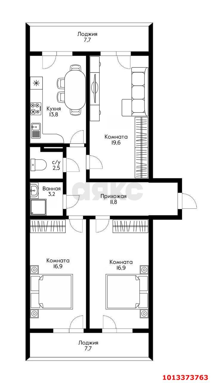 Фото №14: 3-комнатная квартира 98 м² - Краснодар, Камвольно-суконный Комбинат, ул. Магистральная, 11