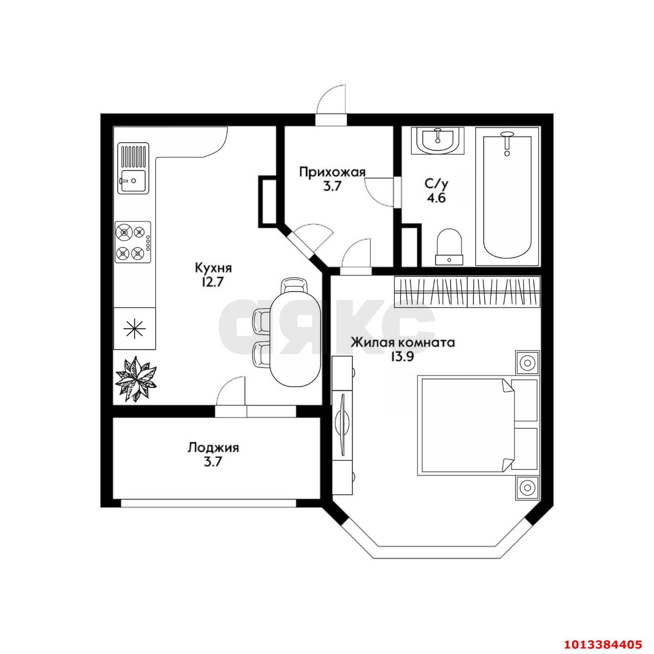 Фото №8: 1-комнатная квартира 37 м² - Краснодар, Славянский, ул. Красных Партизан, 1/4к16