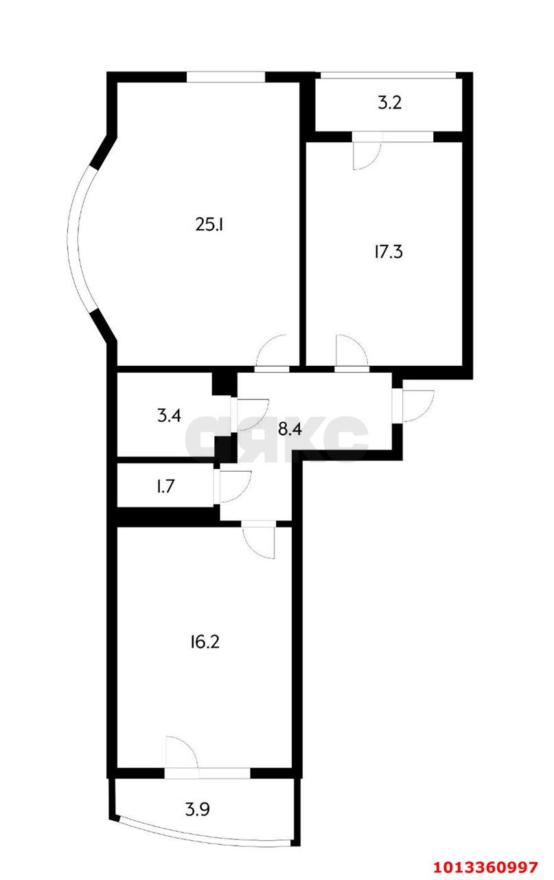 Фото №2: 2-комнатная квартира 79 м² - Краснодар, Камвольно-суконный Комбинат, ул. Максима Горького, 30