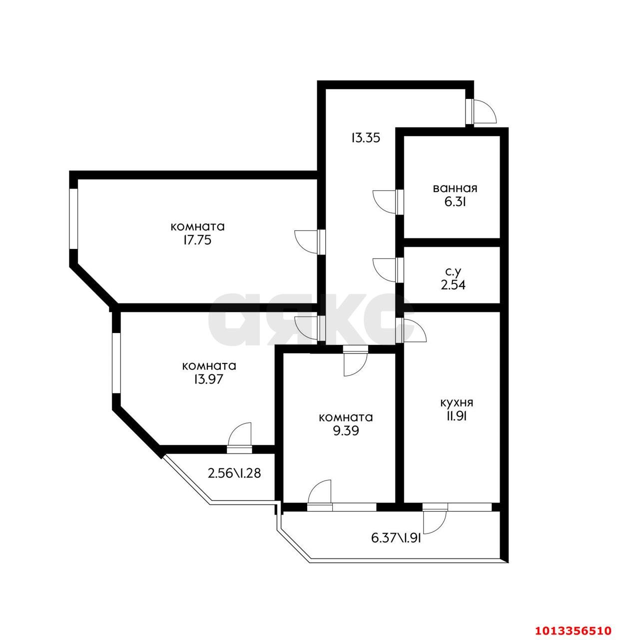 Фото №14: 3-комнатная квартира 78 м² - Краснодар, жилой комплекс Большая Таманская, ул. Таманская, 153к2