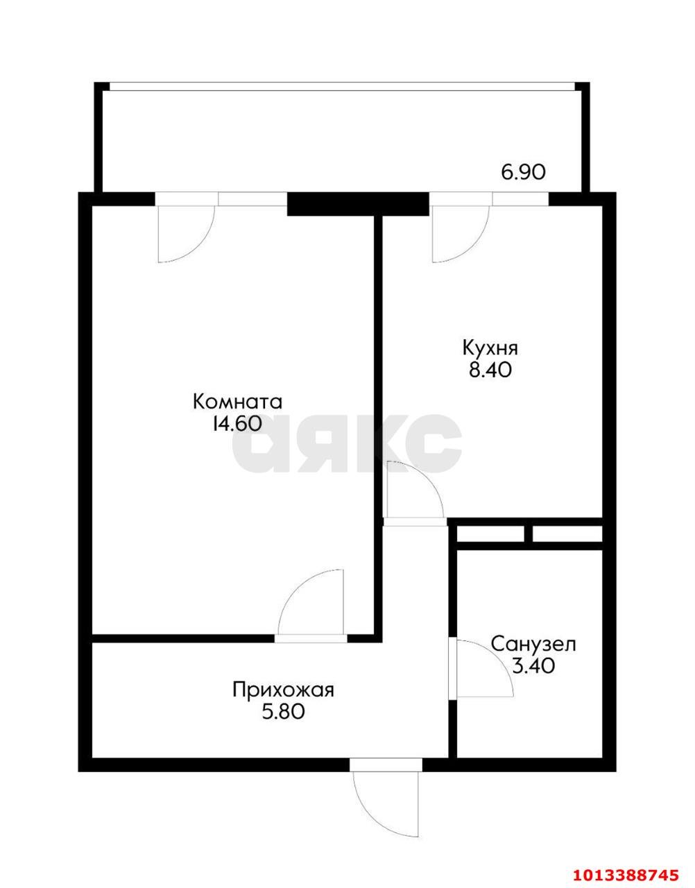 Фото №4: 1-комнатная квартира 33 м² - Южный, ул. Войсковая, 8/1